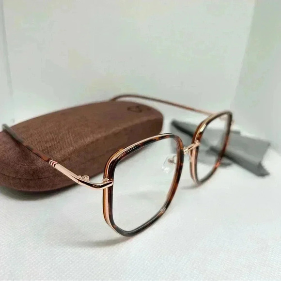 Rose Gold and Animal Print Frame Blue Light Blocking Optical Glasses - Picture 5 of 5